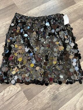 Black Sequin Mini Skirt - Shimmering Party Skirt NEW size XS